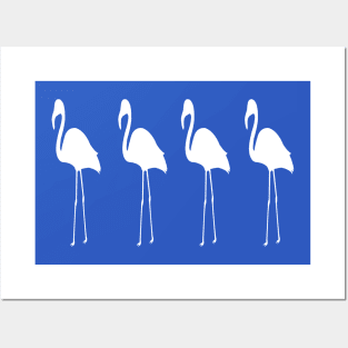 Flamingos in White Silhouette With Customizable Background Color Posters and Art